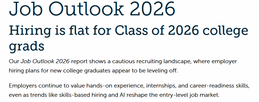 Print do relatório Job Outlook 2026 da NACE